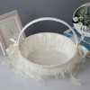 Attop Elegant White Lace Flower Girl Basket with Pearl Handle for Wedding Ceremony Decorations and Party Supplies - 4 of 4