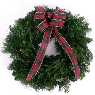 Live Fresh Cut Blue Ridge Mountain Mixed Window Wreath 16" with Bow - Van Zyverden