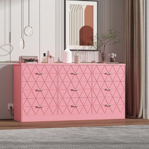 9 Drawers Dresser, 63In Large Drawers Dresser for Bedroom, Wood Dressers & Chest of Drawers for Bedroom, Living Room - 1 of 4