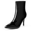 Perphy Women's Mirror Leather Pointy Toe Zipper Stiletto Heels Ankle Boots - 2 of 3