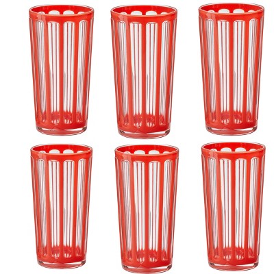 TAG Villa 22 oz Orange Acrylic Tumbler BPA-Free, Dishwasher Safe, Durable Drinkware Set of 6