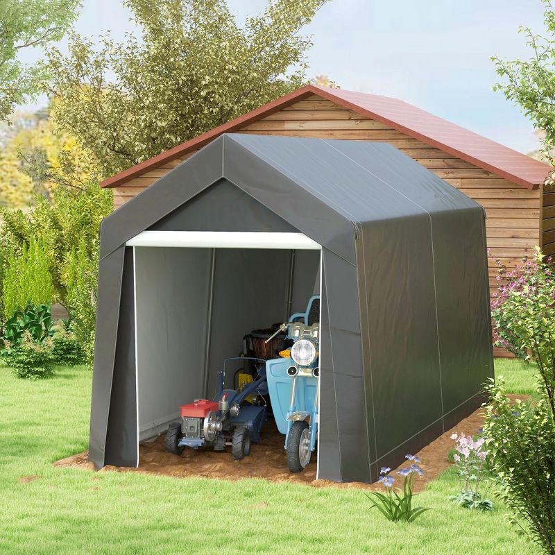 Outsunny 7' x 12' Outdoor Shed, Waterproof and Heavy Duty Portable Shed for Bike, Motorcycle Garden Tools, 3 of 7