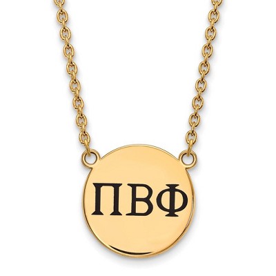 Black Bow Jewelry 14k Yellow Gold Plated Sterling Silver Pi Beta Phi Greek Life Necklace 18 Inch