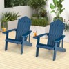 Tangkula 4PCS Adirondack Chair HIPS Adirondack Chair w/Cup Holder Realistic Wood Grain Weather Resistant Outdoor Chair for  380 LBS Weight Capacity Black/Navy/White/Teak/Dark Green/Red/Light Grey/Yellow - 3 of 4