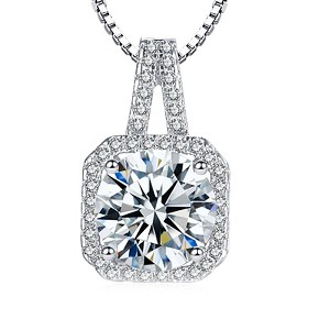 Melinda Pendant Necklace Halo Solitaire Cubic Zirconia Women Ginger Lyne Collection - 1 of 4