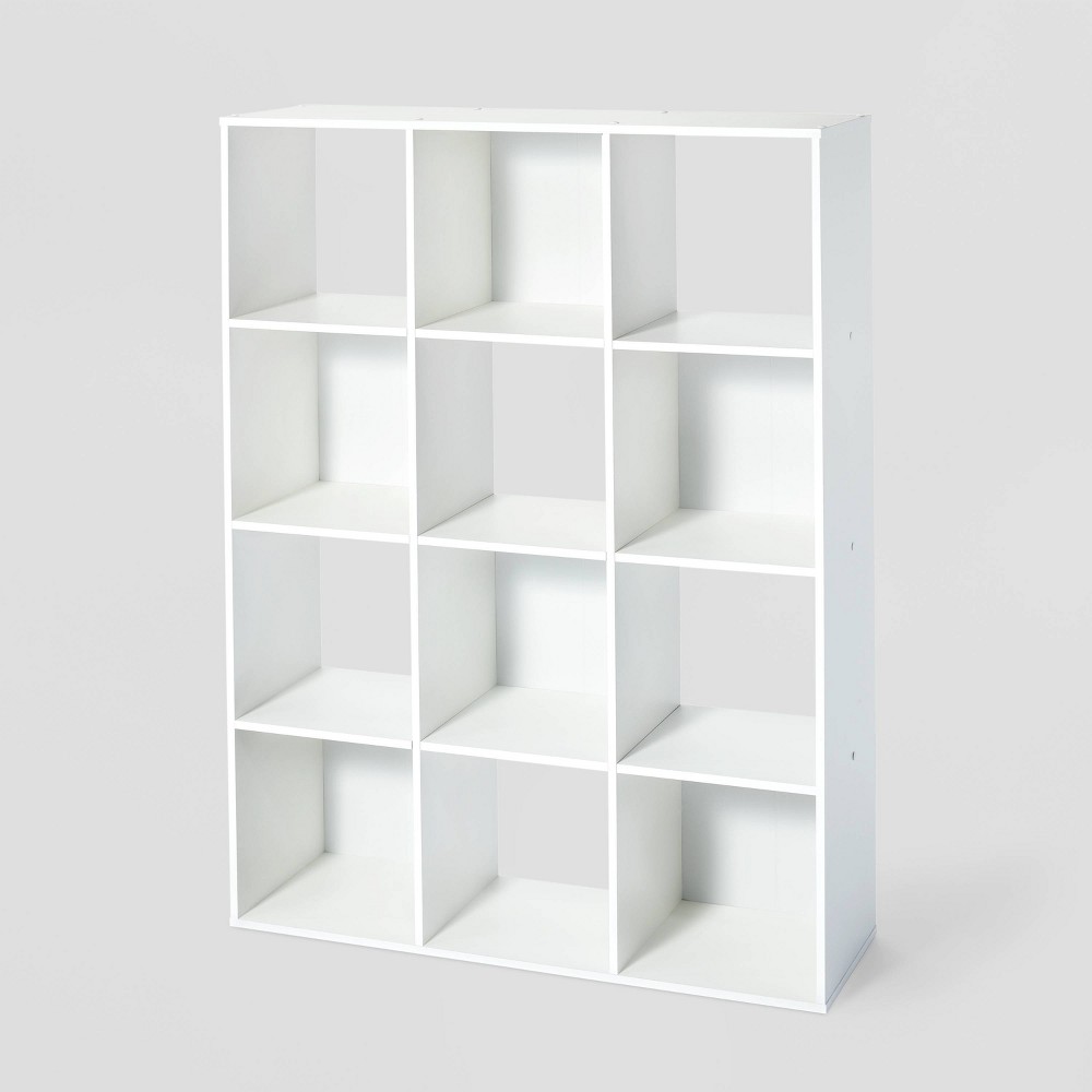 Photos - Wall Shelf 11" 12Cube Organizer Shelf White - Room Essentials™: Bookshelf, Particle B