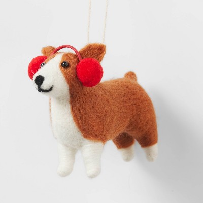 Corgi with Earmuffs Christmas Tree Ornament Red - Wondershop™