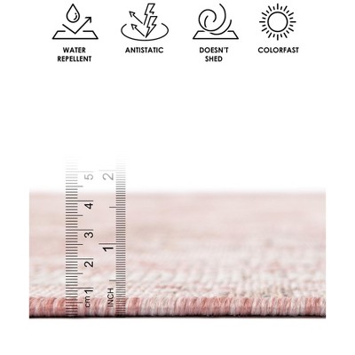 Pink Square Synthetic Outdoor Stain-Resistant Rug