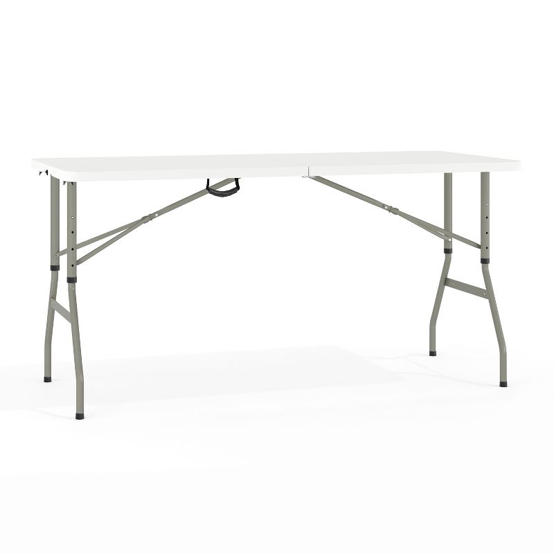 Flash Furniture Kathryn 5-Foot Height Adjustable Bi-Fold Granite White Plastic Banquet and Event Folding Table with Carrying Handle, 1 of 15