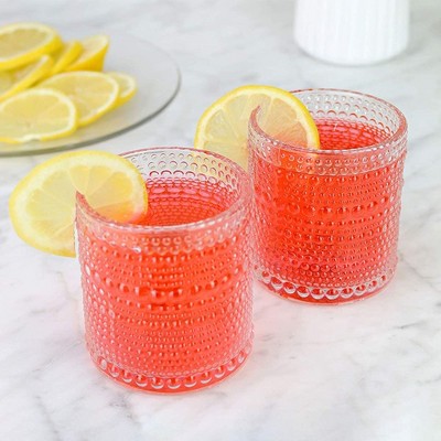 Clear Hobnail 6oz Glasses Set for Cold Beverages, 4-Pack