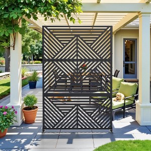 PexFix 72 in. x 47 in. Outdoor Metal Privacy Screen Garden Fence in Geometry Pattern in Black - 1 of 4