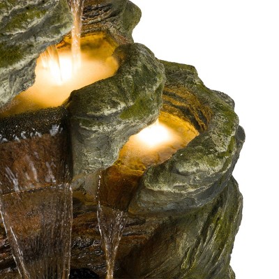 Alpine Cascading Rock Fountain with LED Light, 51" Tall