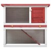 vidaXL Rabbit Hutch Bunny Cage House with Pull Out Tray Ramp Solid Pine Wood - Red - 3 of 4