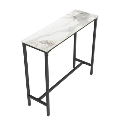 Tall Breakfast Bar Table Rectangle Pub Table Marble Top for Dining Room Coffee