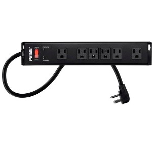 Monoprice Power & Surge - 6 Outlet Metal Surge Protector Power Strip - 15 Feet Cord - Black | 1150 Joules 15A / 125V / 1875W - 1 of 4