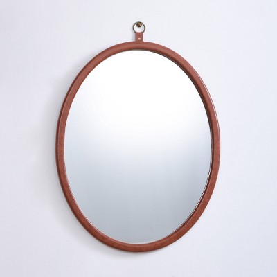 Photo 1 of 24 x 30 Oval Faux Leather Mirror with Ring - Threshold designed with Studio McGee