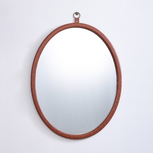 24" x 30" Oval Faux Leather Mirror with Ring - Threshold™ designed with Studio McGee - image 1 of 2