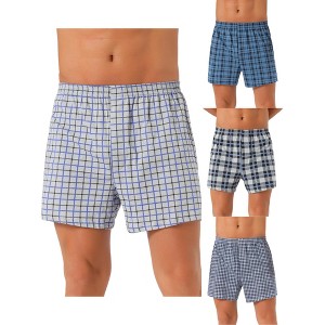 INSPIRE CHIC Men's 4 Pack Elastic Waistband Plaid Printing Boxer Shorts - 1 of 4