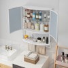 23.62" Modern Arched Double-Door Wall Cabinet with Shatterproof Mirror, Two Shelves, Open Shelf & Towel Rack for Bathroom - 3 of 4