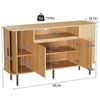 Fluted Sideboard Cabinet with LED Light & Sliding Door, Accent Buffet Credenza Console Table, Natural - 2 of 4