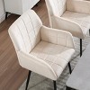 Velvet Upholstered Dining Chairs Set of 2 with Armrests & Wide Padded Seat for Dining Room or Living Room-Baofuwish - 2 of 4