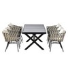 YOOCOZZ 7-Piece Outdoor Patio Dining Set with Extendable Plastic Wood Table and 6 Polyester Woven Chairs - Beige - 2 of 4