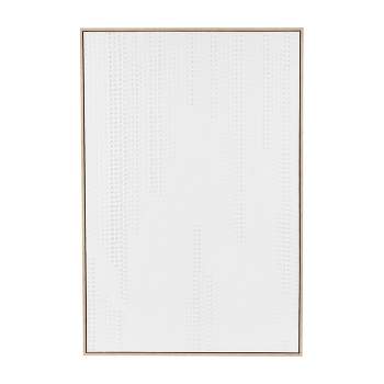 49"x33" Wooden Abstract Dimensional Dot Framed Wall Art with Brown Wooden Frame White - Olivia & May