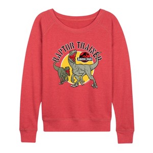 Women's - Jurassic World - Raptor Trainer Lightweight French Terry Wide Neck Long Sleeve Graphic Shirt - 1 of 3