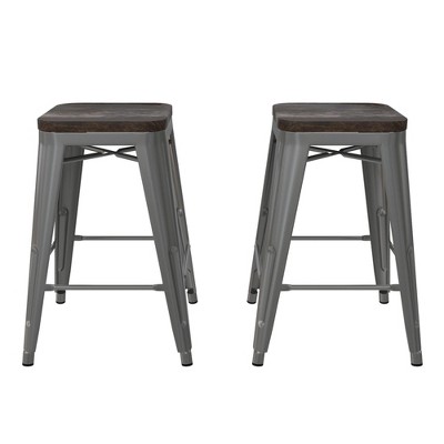 Ameriwood Home Fusion 24" Stackable Metal and Wood Counter Height Bar Stools