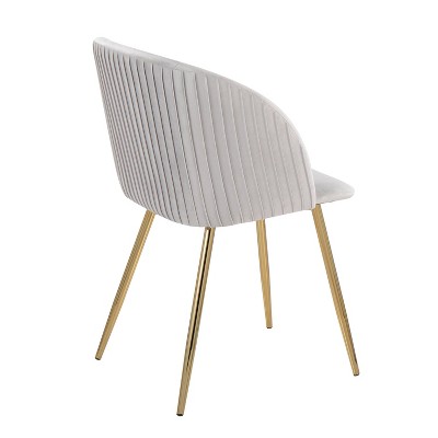 Set of 2 Silver Velvet and Gold Metal Dining Chairs