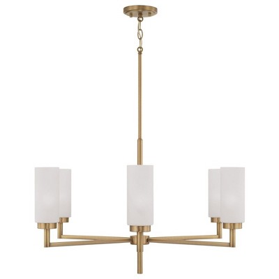 Alyssa Aged Brass 6-Light Chandelier with Faux Alabaster Glass