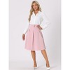 Allegra K Women's Pleated Button Decor High Waist Casual Office Swing Midi Skirts - 3 of 4