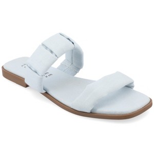 Journee Collection Women's Pegie Slip On Faux Leather Flat Sandals - 1 of 4