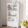 63 Inch Tall Bookcase with 6 Cubes and 2 Doors, Modern Floor Standing 5-Tier Bookshelf with Storage Cabinet, Wooden Display Storage Organizer for - 3 of 4