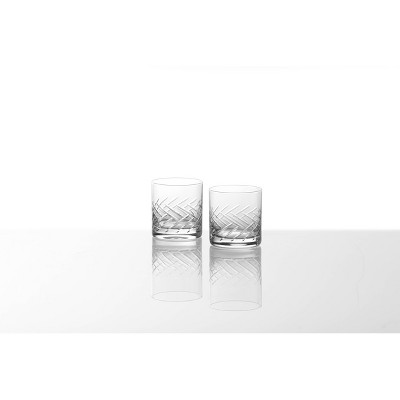 Clear 13.5oz Cut Crystal Double Old Fashioned Glasses Set