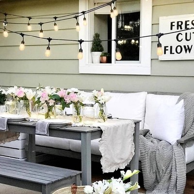 Warm White Solar Powered LED Outdoor String Lights with Flame Bulbs