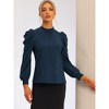 Allegra K Women's Elegant Mock Neck Tie Back Puff Sleeve Office Blouses - 4 of 4