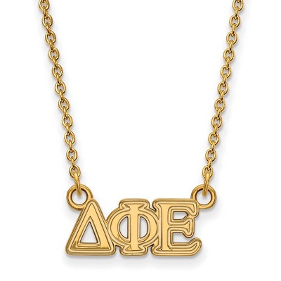 Black Bow Jewelry 14k Yellow Gold Plated Sterling Silver Delta Phi Epsilon Greek Life Necklace 18 Inch