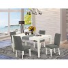 HomeStock 5-Piece Rectangle Linen White Finish Solid Wood Top Dining Table with 4 Parson Chair - 2 of 4