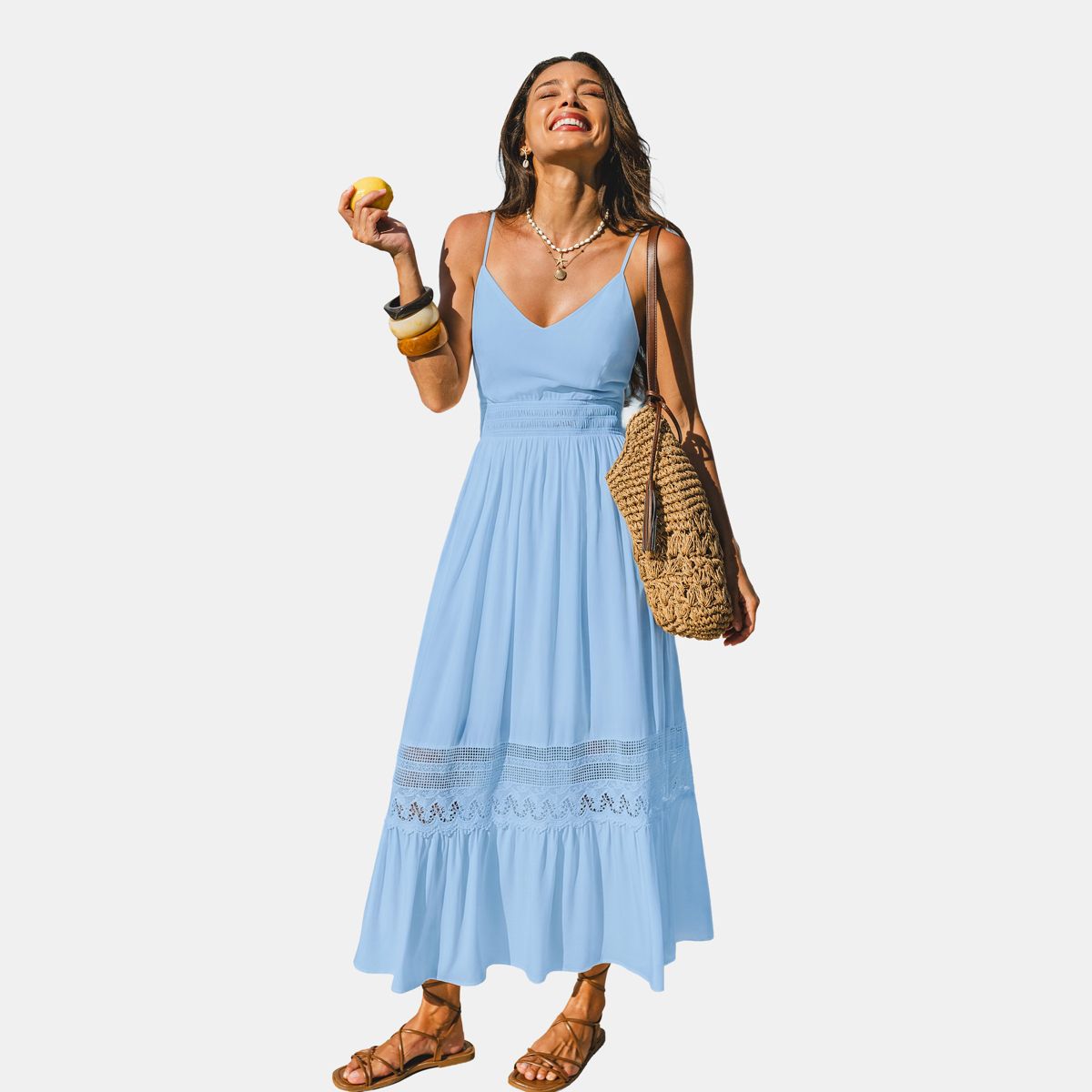 Cupshe Women's Maxi Dress With Eyelet Detail