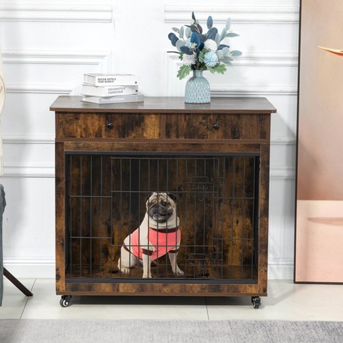 Dog Crate Furniture with Drawers, 38.4" Dog Kennel with Double Doors, Large Dog Crate, Dog Cage End Table For Small Medium Dogs - image 1 of 4