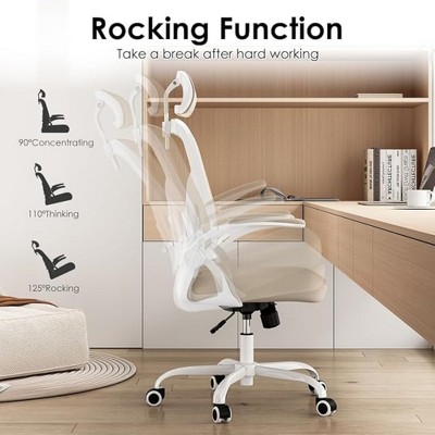 Infurnic Task and Office Chairs, Ergonomic Office Chair with Adjustable Lumbar Support and Armrests, for Home and Office, Brown, 23.43"*23.43"*56.69"