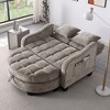 42.68'' Corduroy 2-Seater Sofa Chaise Longue with Irregular Armrests, Plush Cushions, Footrest Storage, and Two Throw Pillows - 2 of 4