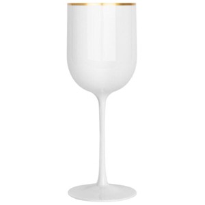 Posh Setting 12 oz White with gold rim Plastic Disposable Stemmed Wine Cup - 5 Pack - 1 of 3