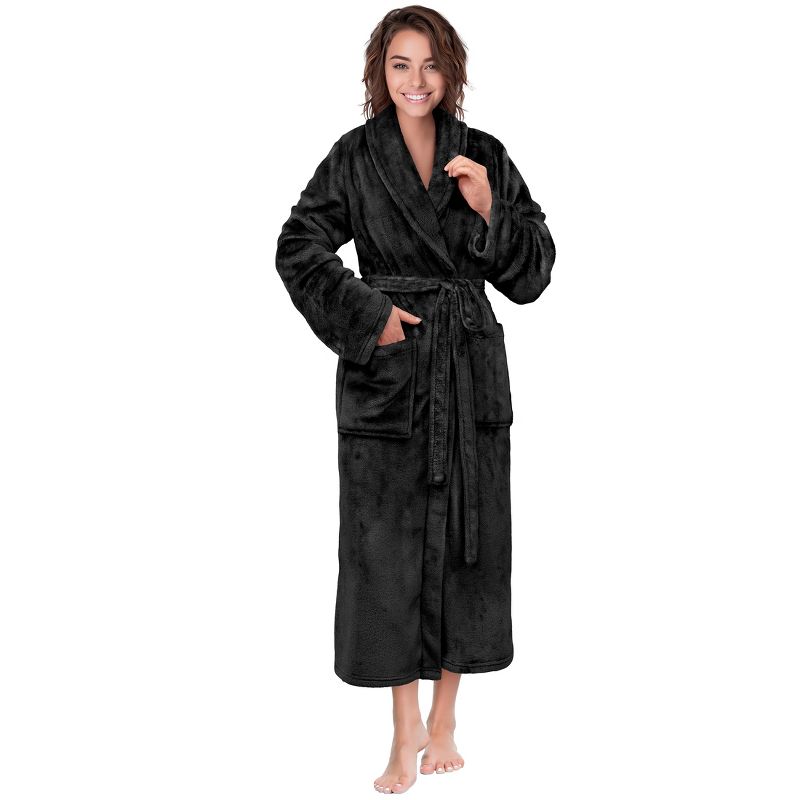 PAVILIA Womens Robe Fleece Plush Soft, Fluffy Fuzzy Cozy Warm Lightweight Bathrobe, Shower Spa House Long Robes for Women, 1 of 8