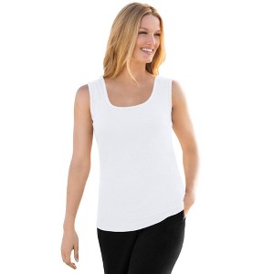 Woman Within Plus Size Rib Knit Tank - 1 of 4