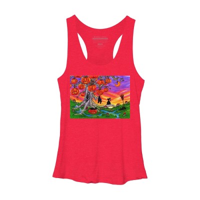Women's Design By Humans WAITING FOR HALLOWEEN By Buddyforme Racerback Tank Top