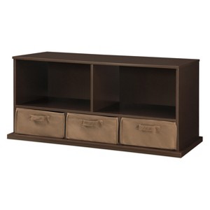 Badger Basket Stackable Shelf Storage Cubby with Three Baskets Espresso Brown, Brown Brown