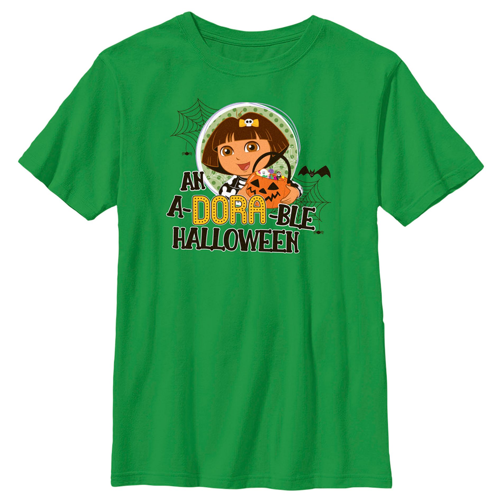 Boy's Dora the Explorer An A-Dora-Ble Halloween  T-Shirt - Kelly Green - Large