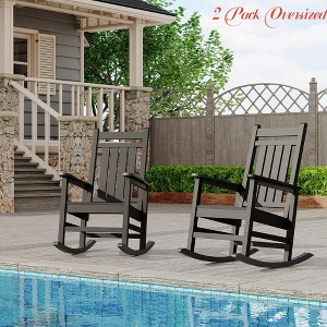 1/2 Piece Lawn Outdoor Rocking Chair, All-Weather Patio Rocking Chairs for Porch, Outdoor Patio Rockers w/ High Back & Wide Seat - 1 of 4